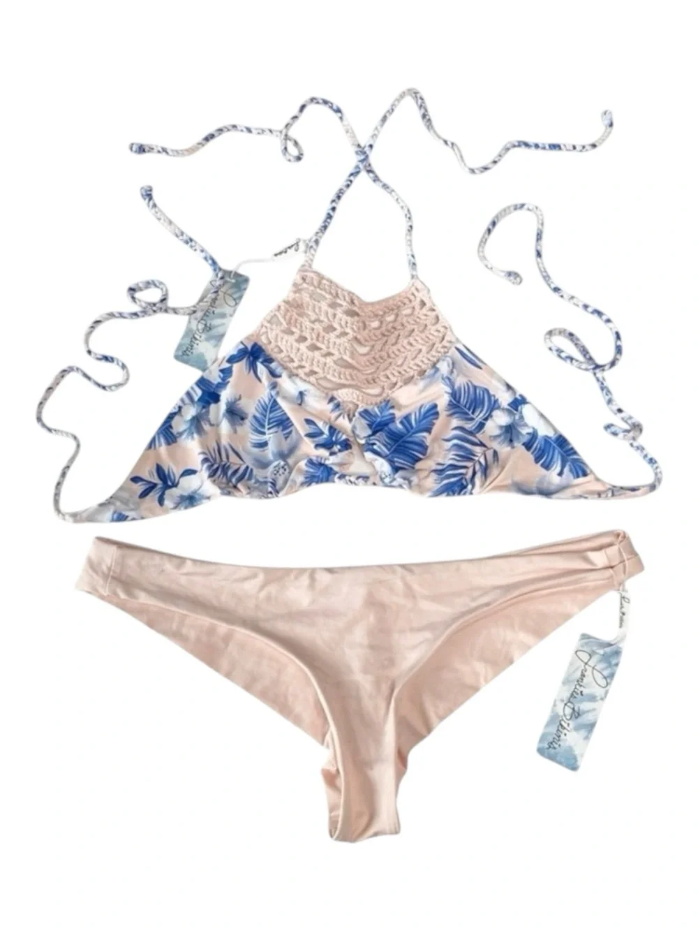 new Frankie’s Bikinis ☀︎︎ Mimi Marina Crochet Bikini Set☀︎ ︎Hawaiian Blush Print